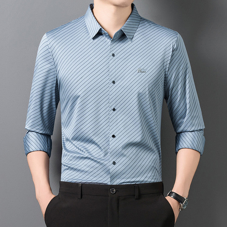 Long-sleeved Striped Mens Shirt