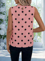 Womens Sleeveless Versatile Fashionable Polka-Dot Printed Top