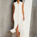Sleeveless Tank Dress Solid-Color Elegant Plus-Size One-Piece Dress
