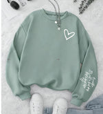 Round-neck Casual Sweatshirt Womens Trendy Round-neck Style