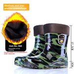 Popular Men's Tendon Bottom Camouflage Wear-resistant Rain Boots Fleece-lined Warm