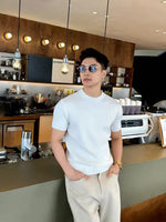 Mens Round-Neck Knitted Short-Sleeve T-Shirt