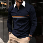Button-down Long-sleeve Mens Sports Polo Shirt