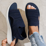 Platform Fish-mouth Hollow-out Knit Breathable Lightweight Soft-soled Sneakers