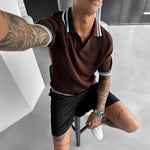 Mens Crew-neck Knitted Short-sleeve T-shirt Sweater