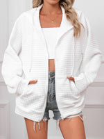 Zip-up Hooded Long Sleeve Jacket, Sporty & Casual Style