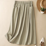 Cotton-linen Plus-size Waist-covering Figure-flattering Utility Skirt