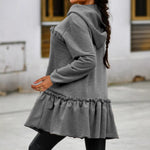 Autumn-style Hoodie With Wooden Earflaps Slanted Hem And A Hat