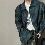 Mens Casual American-Style Plaid Shirt