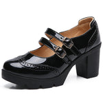 Chunky-heeled Patent Leather Wedge Sandals With A Strap-and-buckle Closure