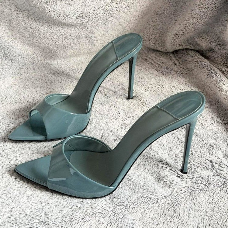 2026 Summer New Women's High Cost-Performance Sexy Pointed Toe Stiletto Heel Mules Open Toe Sandals