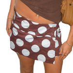 Retro Polka-dot Denim Asymmetrical High-waisted Skirt