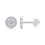 S925 Sterling Silver Round Halo Stud Earrings, D-VVS1 Moissanite Cluster, Platinum Plated 1.4g Women's Jewelry Gift Box