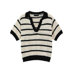 Casual Striped Color-Block V-Neck Mens Top
