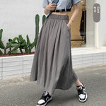 Womens High-waisted Midi Casual Skirt