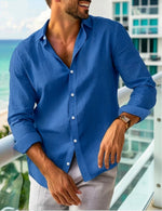 Mens Long-sleeve Lapel-button Shirt