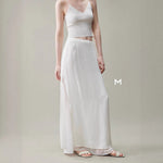 Womens Flowy Designer-style High-waisted Faux Two-piece Elegant Straight Skirt
