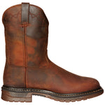 Mens Motorcycle Boots With Round Toes Comfortable Low Square Heels And Elastic Cuffs