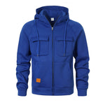 Mens Loose-Fit Hoodie With Multiple Pockets And A Stand-Up Collar