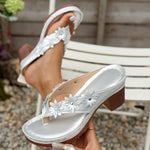 New Casual Floral High-heeled Flip-flops