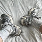 Fully Futuristic Chunky-soled Casual Sneakers Silver Dad Shoes