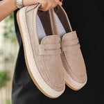 2026 British Retro Round Toe Casual Suede Loafers Slip-on Fisherman Skate Shoes