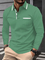Mens Business-Casual Long-Sleeve Polo Shirt