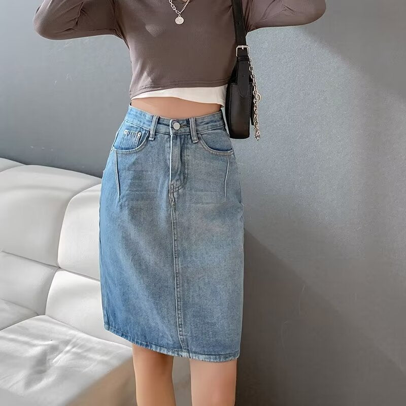 Womens Casual Denim Simple Skirt