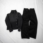 Street-style Printed Straight-leg Washed Denim Jeans