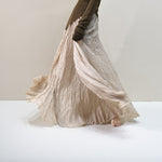 Ruffled Forest Girl Style Traditional Chinese Inspired Cotton Linen A Line Maxi Skirt