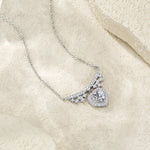 S925 Sterling Silver Heart Moissanite Necklace, 1ct D-VVS1 Pendant With Pave Bar, Platinum Plated 40&45cm Chain, 4.2g GRA Certificate Gift Box
