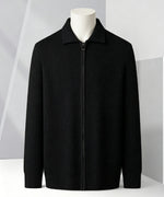 Solid-color Cardigan Zip-up Mens Jacket