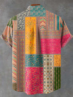 Men's Relaxed Patchwork Print Casual Shirt
