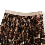 Retro Leopard-print Pleated Midi Skirt