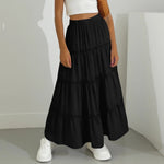 Ruffled Long A-line Double-layered Lined Beach Skirt