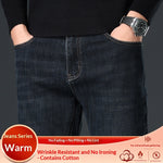 Mens New All-Match Thicker High-End Slim-Fit Straight Jeans