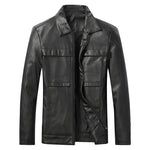 Men's Motorcycle Leather Jacket Slim Lapel Casual Leather Jacket