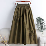 Irregularly Tied Mid-length Flared A-line Skirt