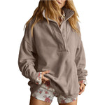 Loose-fitting Casual Long-sleeve Hoodie With A Semi-open Neckline And Buttons