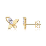 S925 Sterling Silver Gold Plated Butterfly Stud Earrings, D-VVS1 Moissanite, 4.8g Heavyweight Women's Jewelry Gift Box