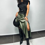 Asymmetrical Satin Lace Skirt For Women