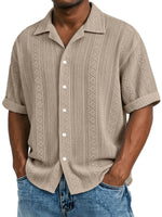 New Mens Jacquard Short-sleeve Shirt