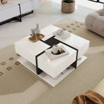 Coffee Table, Table With 4 Drawers, Unique Color Matching And Line Design, Storage Space At The Bottom. 78x78x36cm