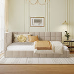 Full-size Upholstered Sofa Bed, Sofa Bed Frame - Beige, Velvet
