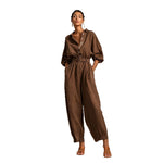 Womens Blended Casual Long-sleeve Jumpsuit