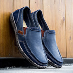 Mens Casual Canvas Loafer Shoes Fashionable Washed Denim