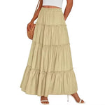 Ruffled Long A-line Double-layered Lined Beach Skirt