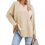 Women's Fashion Round-Neck Color-Block Long-Sleeve Sweatshirt