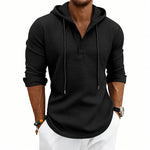 Loose-fit Retro Long-sleeve Henley Casual Sweatshirt