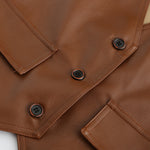 Retro Loose PU Vest Womens Short Brown Spring Outerwear